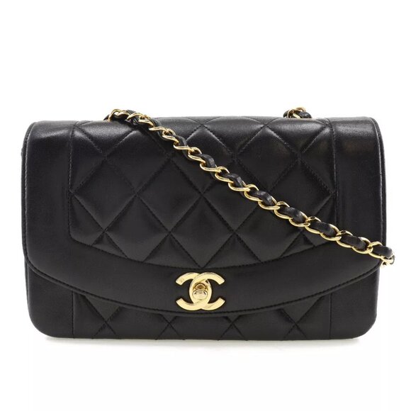 CHANEL ChainShoulder Shoulder Bag COCO Mark Diana Matelasse black/Gold Har... - Picture 7 of 10